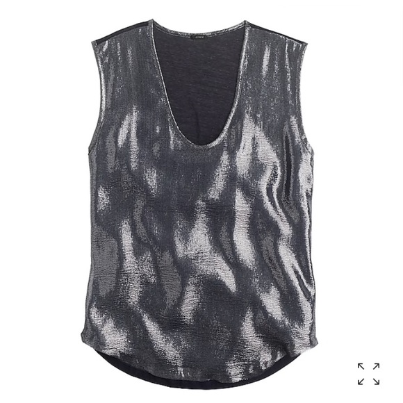 NWT J Crew Metallic Front Tank, Silver Navy, S - Picture 2 of 8